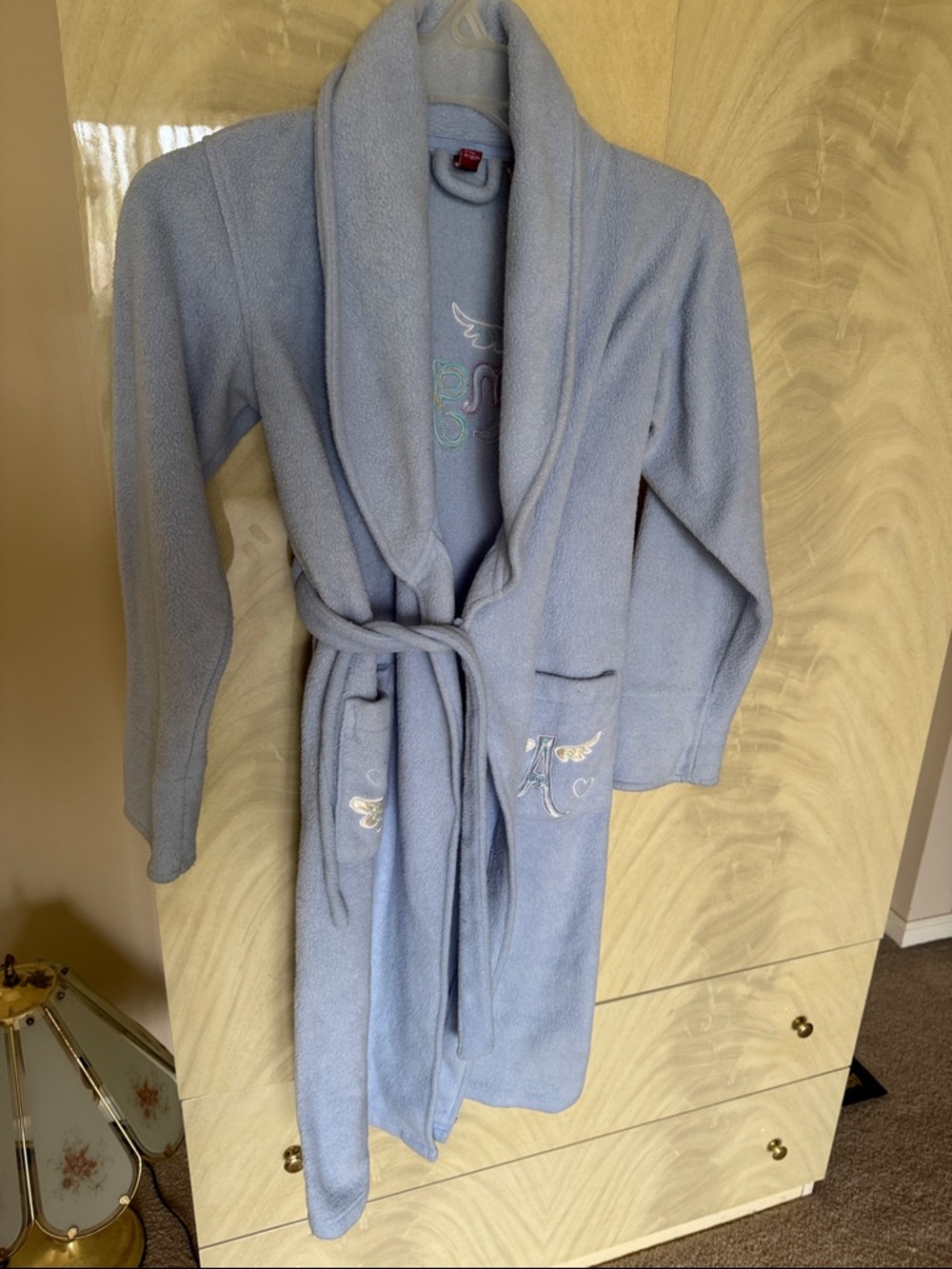 Light Blue Embroidered Fleece Robe - Picture 5 of 6